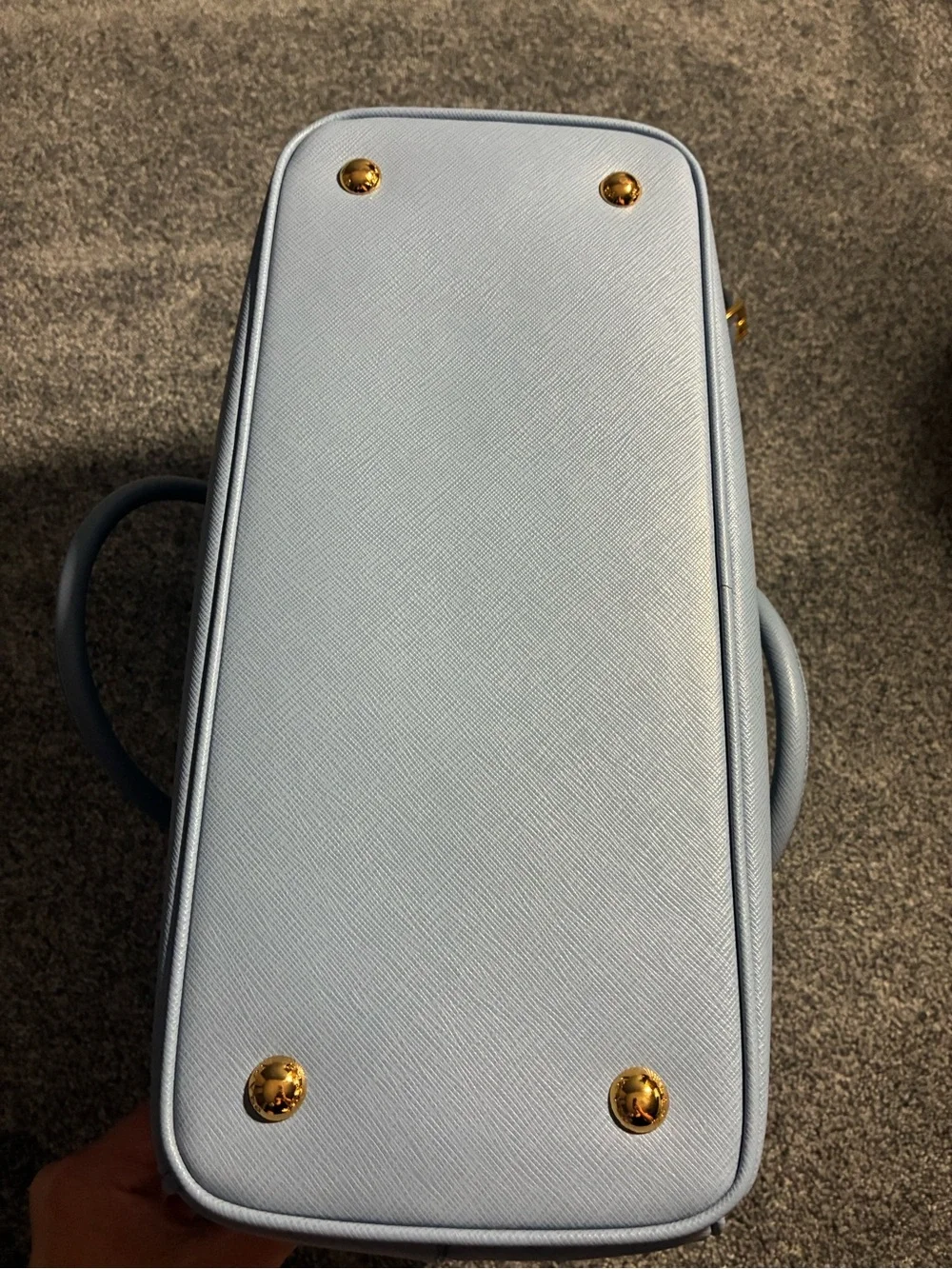 Prada Powder Blue Saffiano Leather Satchel with Gold Hardware
